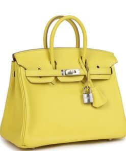 Hermes Birkin 25 Lime Swift Palladium Hardware 的替代视图