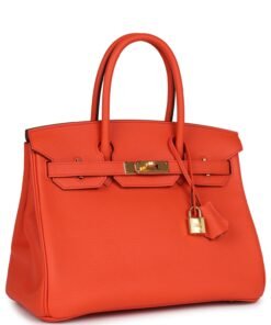 Hermes Birkin 30 Orange Poppy Clemence Gold Hardware 的替代视图