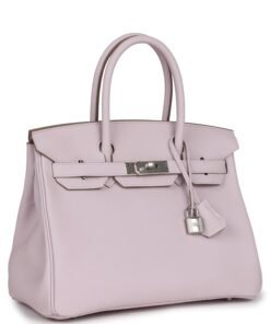 Hermes Birkin 30 Mauve Pale Clemence Palladium Hardware 的替代视图
