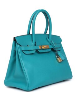 Hermes Birkin 30 Bleu Paon Epsom Gold Hardware 的替代视图