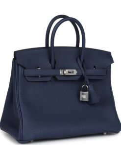 Hermes Birkin 25 Bleu Saphir Togo Palladium Hardware 的替代视图